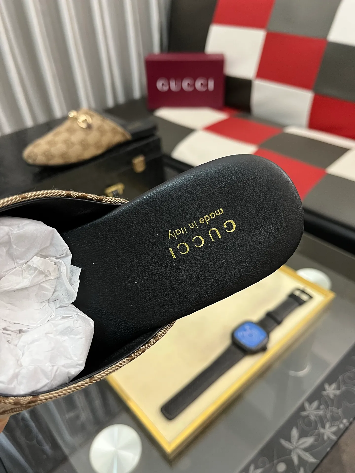 Men's shoes 💰480⌚️⌚️[Gucci] 2024 new season half-slip men's shoes, made of Italian imported first-layer frosted cowhide➕sheepskin lining, original hardware buckle, original combination wear-resistant outsole, real shot 🎬 Very comfortable on the feet, size 36-44
